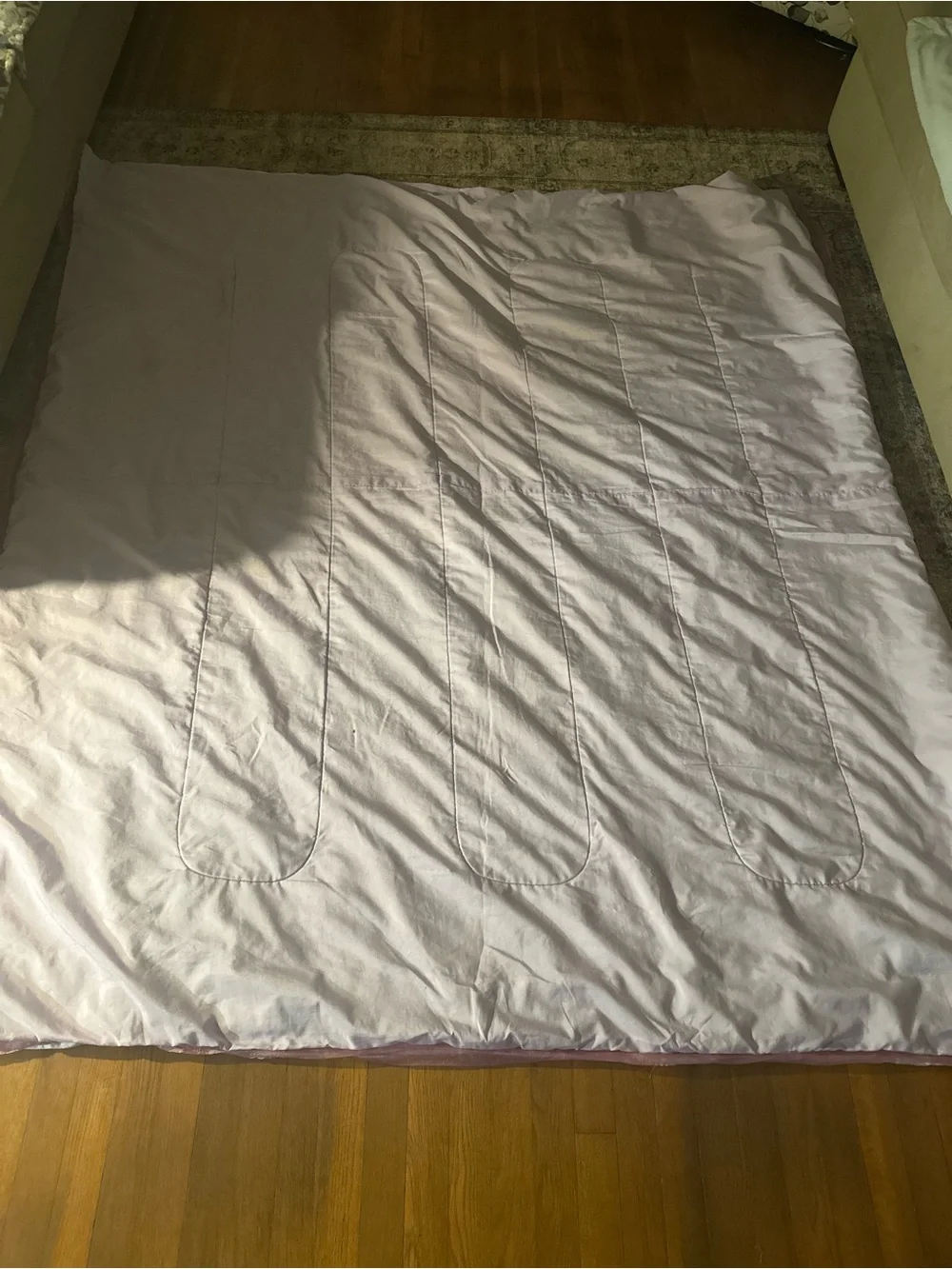 Y2K Twin size Light purple Satin like  Floral Embroidered Comforter